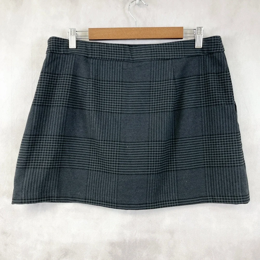 Abercrombie Fitch Flannel Skort Womens Large Plaid Dark Academia Preppy School - Picture 2 of 12